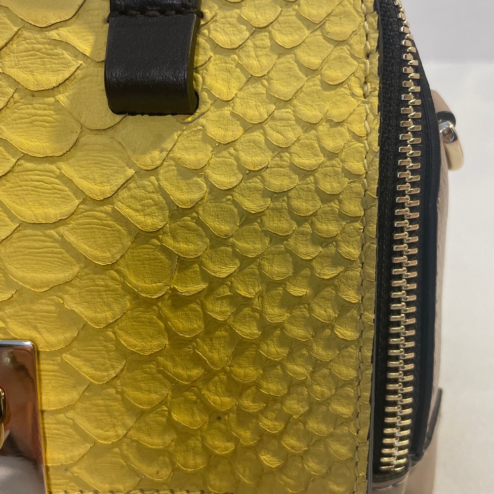 Furla Yellow Python Embossed Leather Mini Satchel… - image 7